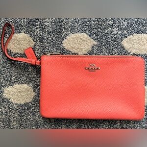 Coach Double Zip Coral Color Wallet *NEW*